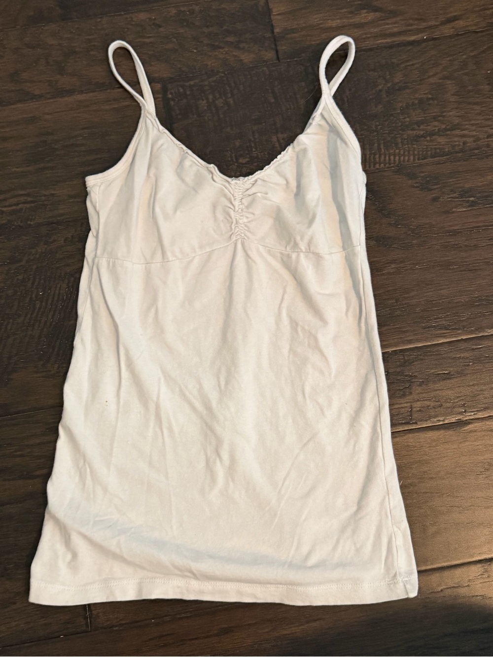 Ambiance apparel Ruched Spaghetti Strap white cami Tank Top y2k